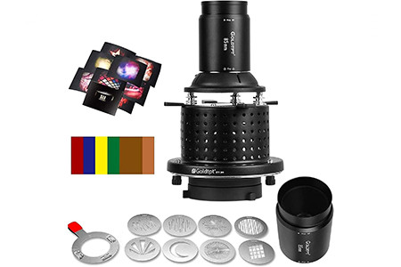 SOONPHO Conical Optical Snoot Bowens Mount with 85mm Lens, 12 GOBOs 5 Color and 8 Graphic Filters
