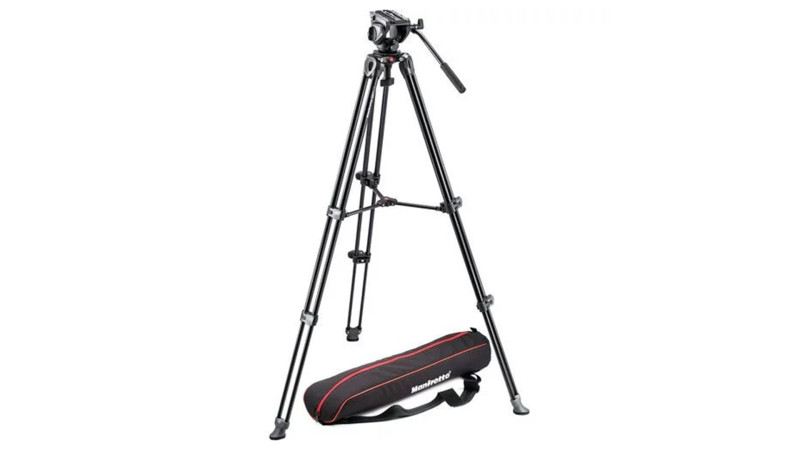 Manfrotto MVT502AM 3-Section Aluminum Telescopic Twin Leg Tripod, 502 Fluid Head SKU: BGMVK502AM MFR